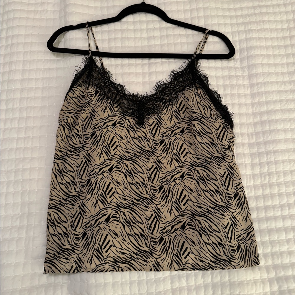 Black and tan zebra lace tank